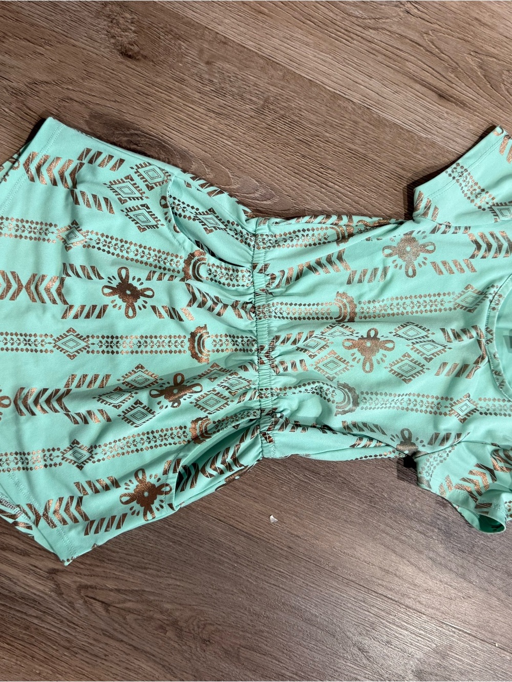 LuLaRoe Mint Green Short Sleeve Top with Metallic Gold Print